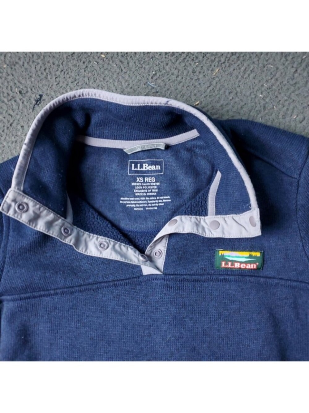 LL Bean Sweater Womens XS Extra Small Misses Blue Pullover Snap Button Hiking US